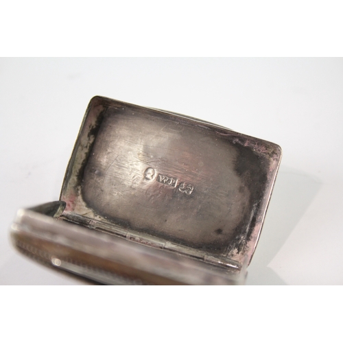 320 - Antique George III 1816 Birmingham Sterling Silver Curved Snuff Box (14g)