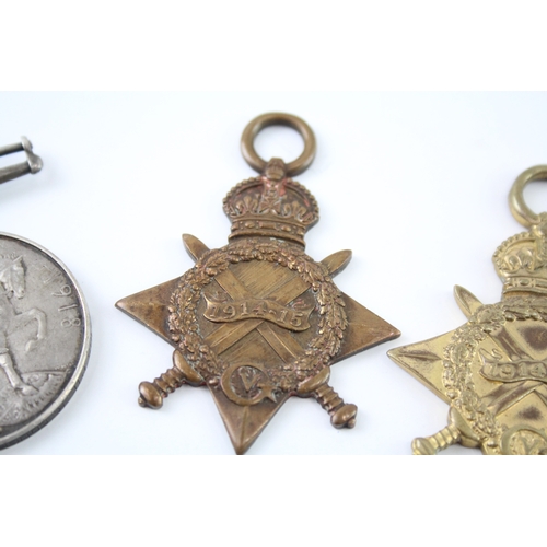 338 - WW1 Medals, War Pte Coughlan Northumb Fus, 1914-15 Stars Pte Haisley R Lancs x3