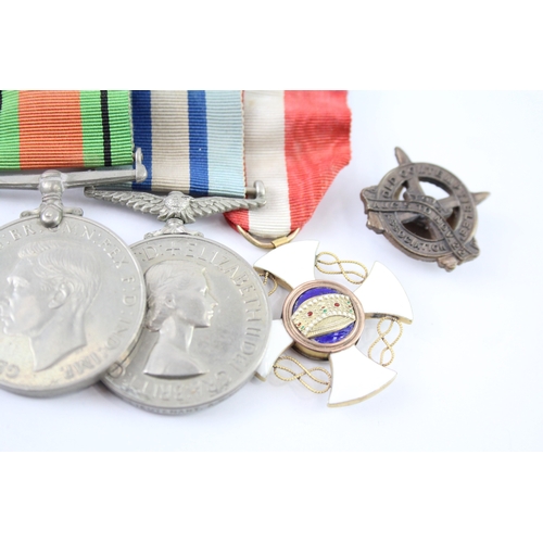 348 - Mounted WW1-ERII Mons Star Trio Observer Corps, Italy Order Of The Crown In Gold