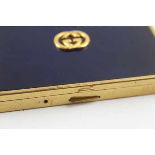 Vintage 1970's GUCCI Gold Tone & Blue Enamel Ladies Cigarette Case