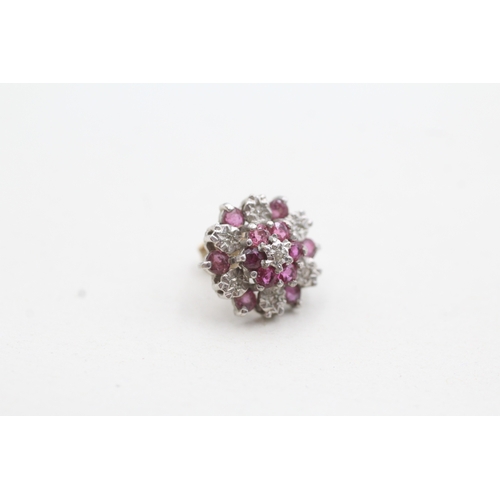 36 - 9ct gold ruby & diamond cluster stud earrings (2.1g)