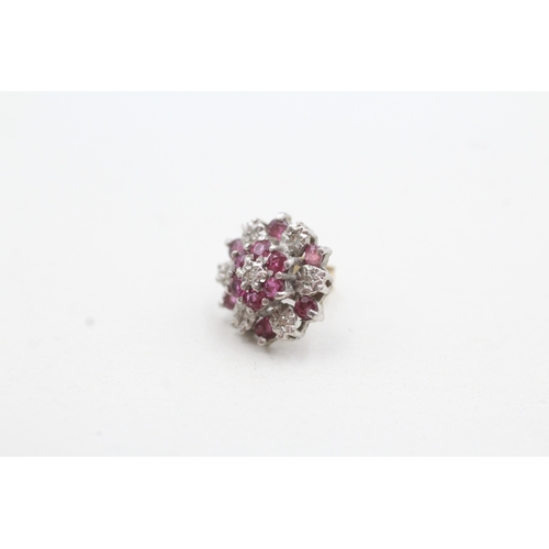 36 - 9ct gold ruby & diamond cluster stud earrings (2.1g)