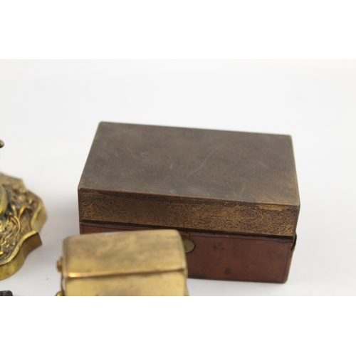 365 - 6 x Antique / Vintage Desk Accessories Inc Travel Inkwell, Brass, Victorian Etc