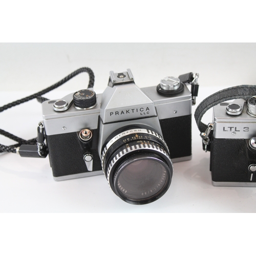 386 - SLR Vintage Film Cameras Inc Fujica & Praktica LTL3 Etc Mechanically Working x 3