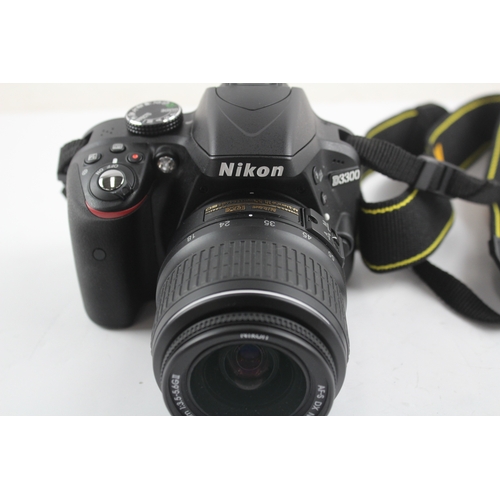 399 - Nikon D3300 DSLR Digital Camera Working w/ Nikon AFS Nikkor 18-55mm F/3.5-5.6