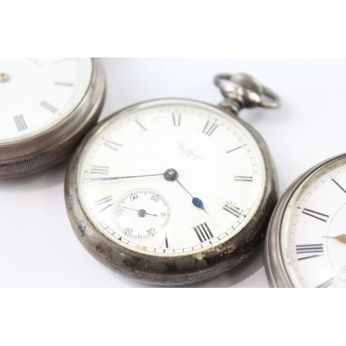 412 - 3 x Mixed grade silver cased men's vintage pocket watches - UNTESTED