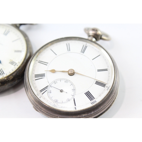 412 - 3 x Mixed grade silver cased men's vintage pocket watches - UNTESTED