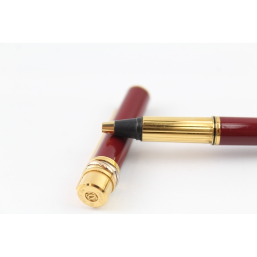 432 - Vintage Must De Cartier Red Lacquer & Gold Plated Rollerball / Ballpoint Pen