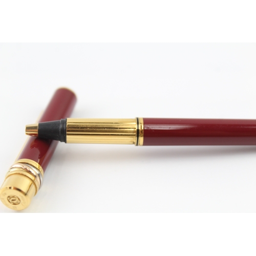 432 - Vintage Must De Cartier Red Lacquer & Gold Plated Rollerball / Ballpoint Pen