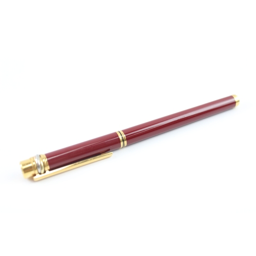 432 - Vintage Must De Cartier Red Lacquer & Gold Plated Rollerball / Ballpoint Pen