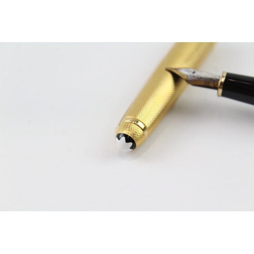 439 - Montblanc Meisterstuck Gold Plated Fountain Pen w/ 18ct White Gold Nib WRITING