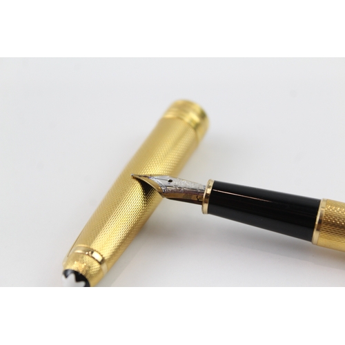 439 - Montblanc Meisterstuck Gold Plated Fountain Pen w/ 18ct White Gold Nib WRITING