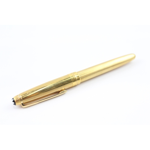 439 - Montblanc Meisterstuck Gold Plated Fountain Pen w/ 18ct White Gold Nib WRITING