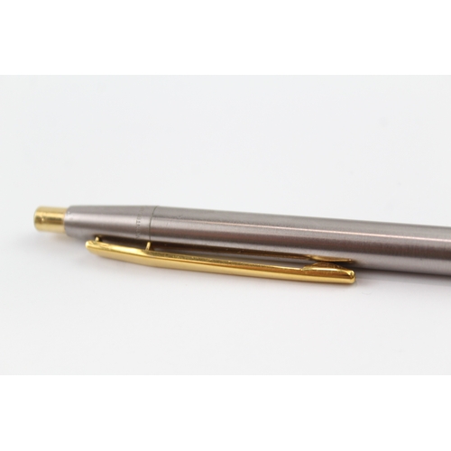 443 - Montblanc Noblesse Brushed Steel & Gold Plate Ballpoint Pen / Biro WRITING