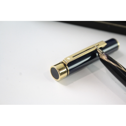 446 - Vintage Sheaffer Targa Navy Lacquer Fountain Pen 14ct Nib WRITING Boxed