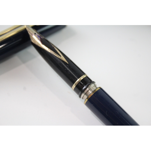 446 - Vintage Sheaffer Targa Navy Lacquer Fountain Pen 14ct Nib WRITING Boxed