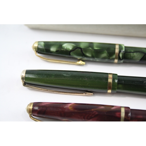 448 - 3 x Vintage Conway Stewart Fountain Pens w/ 14ct Gold Nibs WRITING