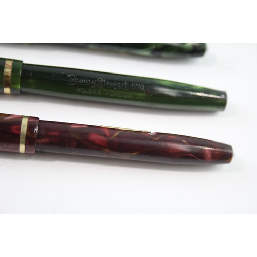 448 - 3 x Vintage Conway Stewart Fountain Pens w/ 14ct Gold Nibs WRITING