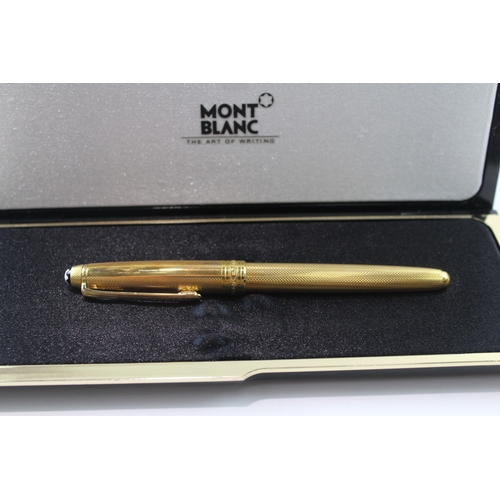 450 - Montblanc Meisterstuck Gold Plated Fountain Pen w/ 18ct White Gold Nib WRITING