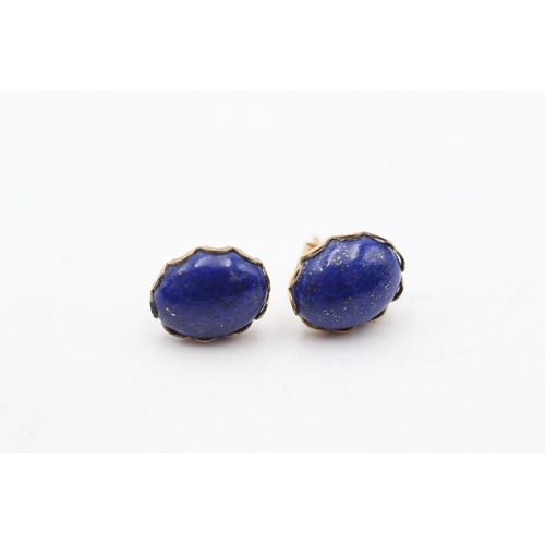 77 - 9ct gold lapis lazuli stud earrings (1.5g)