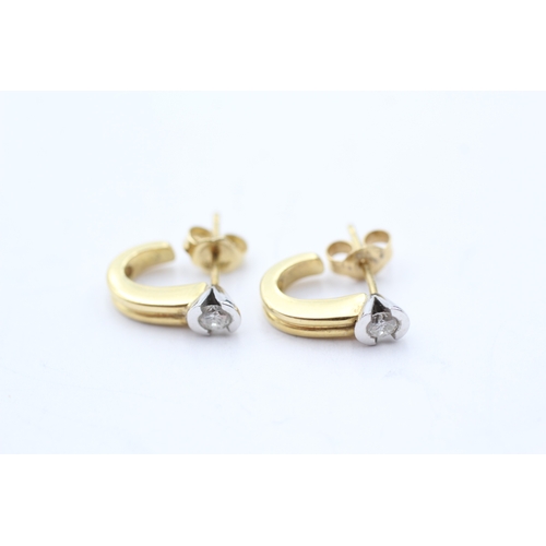 92 - 18ct gold diamond earrings (3.5g)