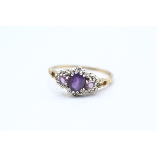 94 - 9ct gold vintage amethyst & diamond dress ring (1.8g) Size P