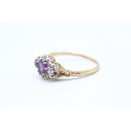 94 - 9ct gold vintage amethyst & diamond dress ring (1.8g) Size P