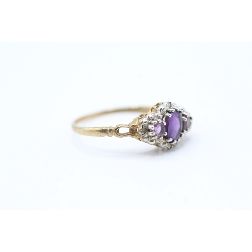 94 - 9ct gold vintage amethyst & diamond dress ring (1.8g) Size P