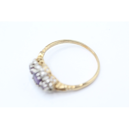 94 - 9ct gold vintage amethyst & diamond dress ring (1.8g) Size P