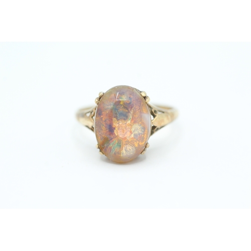 95 - 9ct gold iridescent paste dress ring (3.5g) Size P