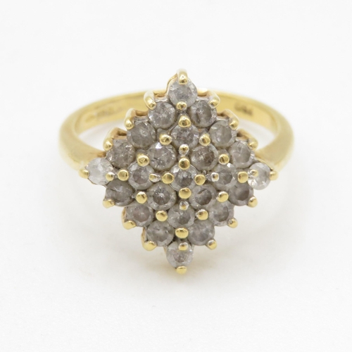 190 - 18ct gold diamond cluster cocktail ring (3.9g) as seen - misshapen Size L