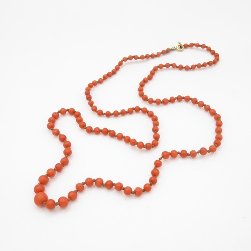 196 - 9ct gold beaded coral necklace (10.3g)