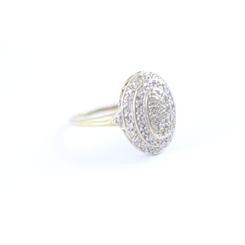 134 - 9ct gold diamond set cocktail ring (2.9g) Size P