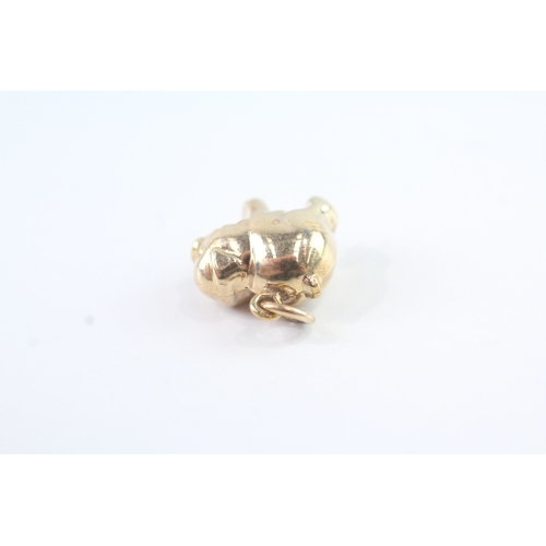 167 - 9ct gold hollow pig charm (0.6g)