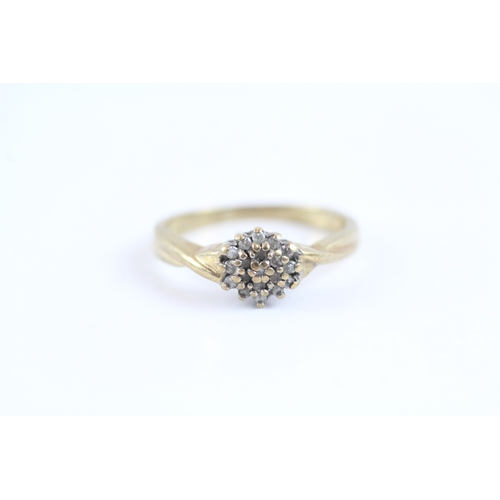 179 - 9ct gold diamond cluster dress ring (2.6g) Size N