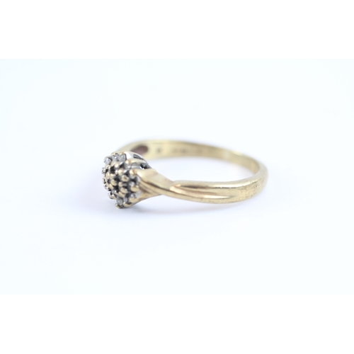 179 - 9ct gold diamond cluster dress ring (2.6g) Size N