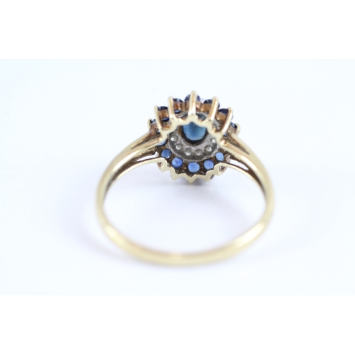 18 - 9ct gold diamond & sapphire cluster dress ring (2.4g) Size Q