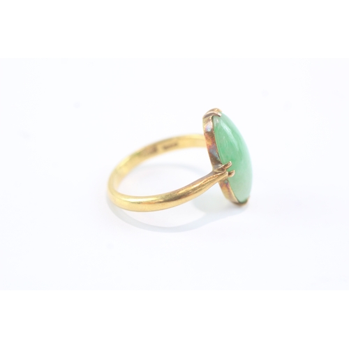 187 - 14ct gold jade cocktail ring (3.6g) Size O