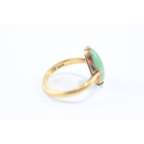 187 - 14ct gold jade cocktail ring (3.6g) Size O