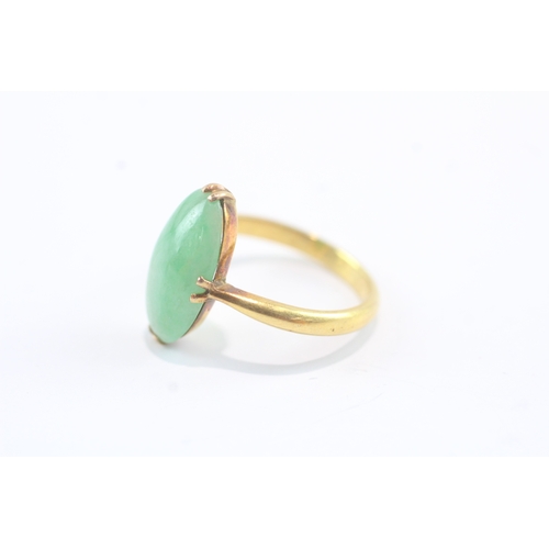 187 - 14ct gold jade cocktail ring (3.6g) Size O