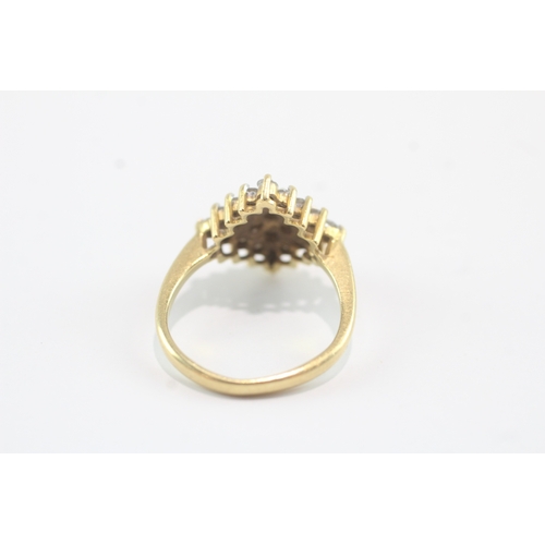 190 - 18ct gold diamond cluster cocktail ring (3.9g) as seen - misshapen Size L