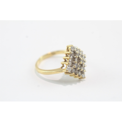 190 - 18ct gold diamond cluster cocktail ring (3.9g) as seen - misshapen Size L