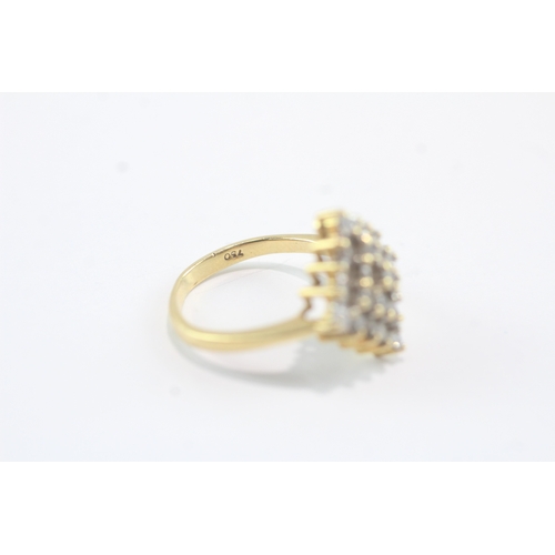 190 - 18ct gold diamond cluster cocktail ring (3.9g) as seen - misshapen Size L