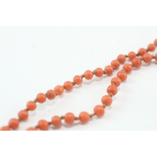 196 - 9ct gold beaded coral necklace (10.3g)