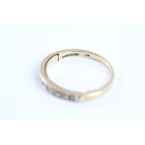 28 - 9ct gold diamond row hidden message ring (2.7g) Size Q 1/2