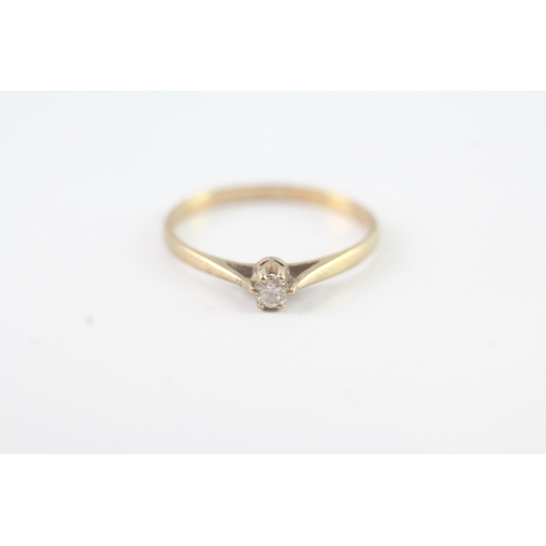 47 - 9ct gold diamond solitaire dress ring (1.2g) Size N 1/2