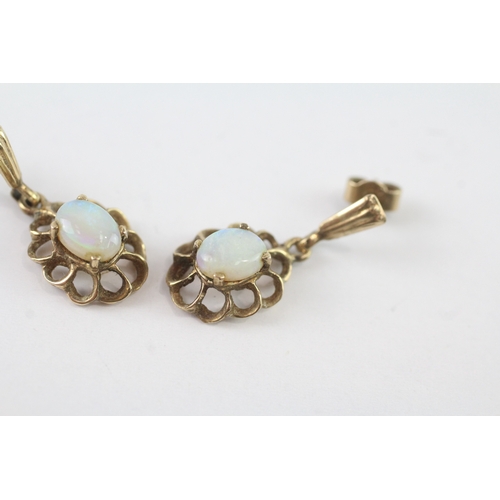 49 - 9ct gold opal drop earrings (2.1g)