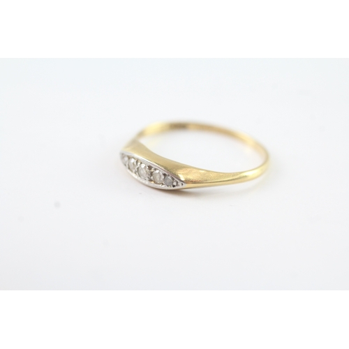 64 - 18ct gold + platinum diamond channel set dress ring (1.5g) Size O 1/2