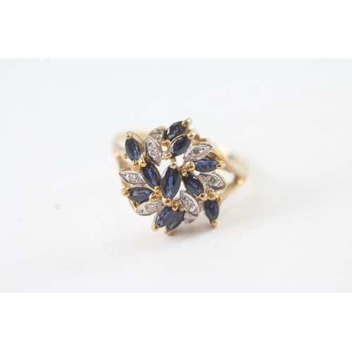 69 - 9ct gold vintage sapphire & diamond dress ring (3.1g) Size Q