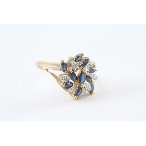 69 - 9ct gold vintage sapphire & diamond dress ring (3.1g) Size Q